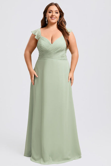 Robe Demoiselle D'Honneur À Volants Rose Pâle - gallery 6