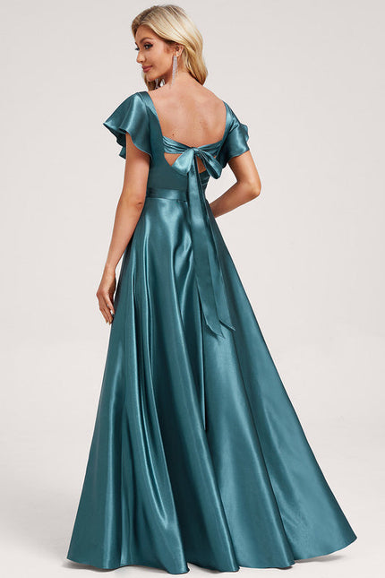 Robe Demoiselle D'Honneur Satin Vert Émeraude - gallery 5