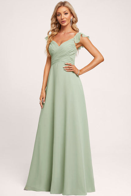 Robe Demoiselle D'Honneur À Volants Rose Pâle