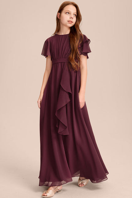 Robe Demoiselle D'Honneur Volante Prune - gallery 2