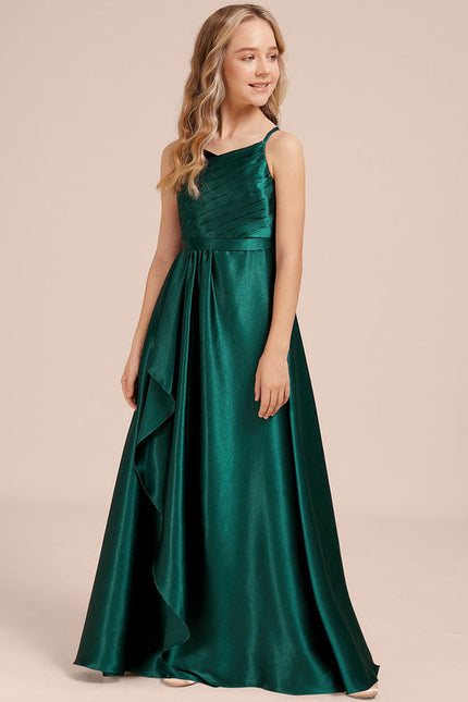 Robe Demoiselle D'Honneur Satin Émeraude Chic - gallery 2