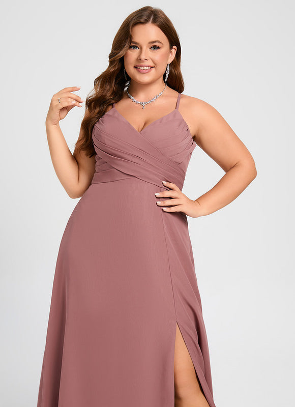 Robe Demoiselle D'Honneur Mousseline Beige - gallery 9