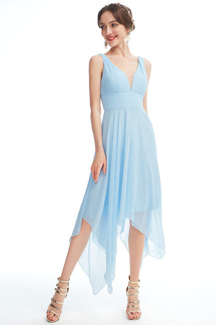 Robe Demoiselle D'Honneur Asymétrique Fluide