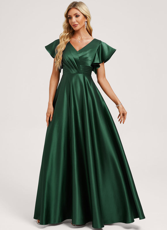 Robe Demoiselle D'Honneur Satin Vert Tendre - gallery 2
