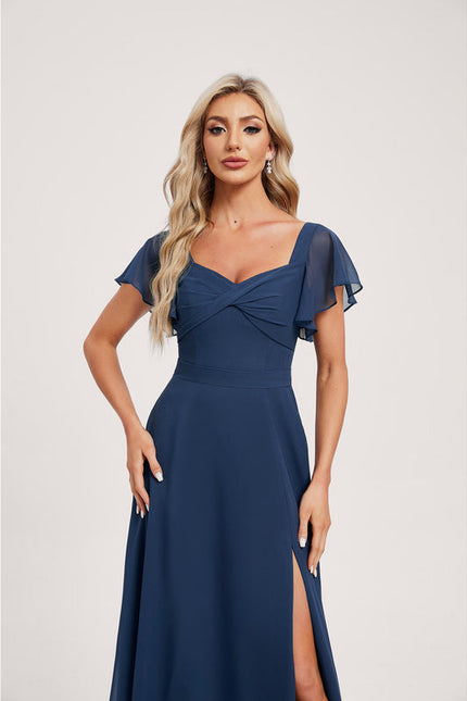 Robe Demoiselle D'Honneur À Volants Rose Pâle - gallery 3