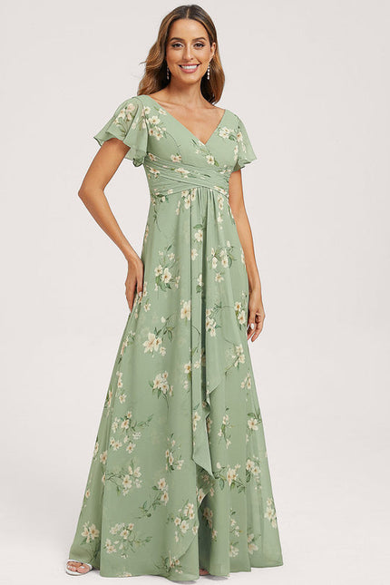 Robe Demoiselle D'Honneur À Volants Rose Pâle - gallery 3