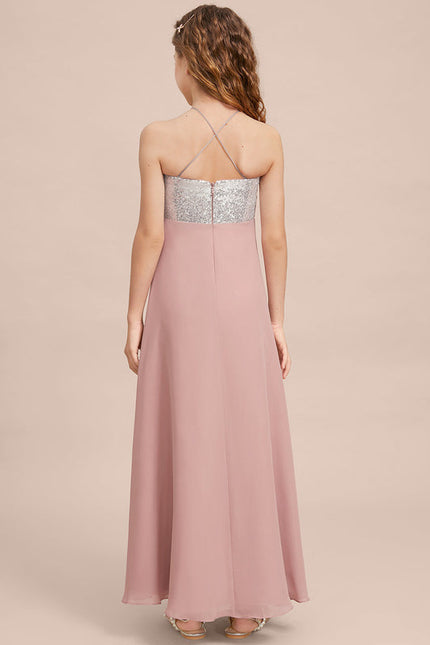 Robe Demoiselle D'Honneur Pailletée Rose - gallery 7