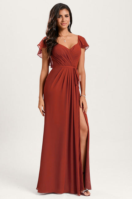 Robe Demoiselle D'Honneur À Volants Rose Pâle - gallery 4