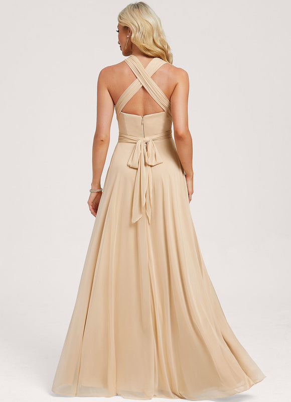 Robe Demoiselle D'Honneur Sable Élégante - gallery 9