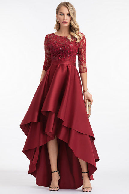 Robe Demoiselle D'Honneur Bordeaux Dentelle - gallery 3