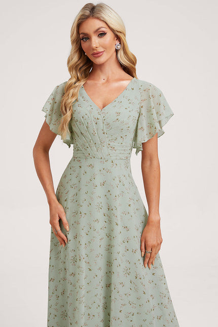 Robe Demoiselle D'Honneur À Volants Rose Pâle - gallery 4