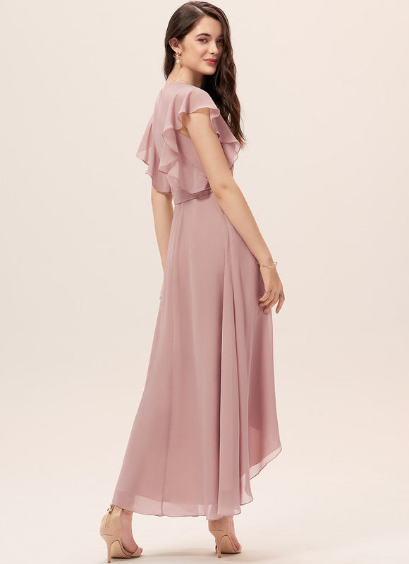 Robe Demoiselle D'Honneur Asymétrique Fluide - gallery 2