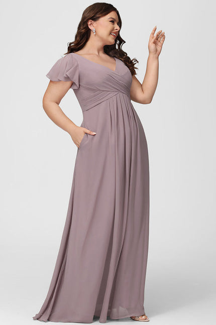 Robe Demoiselle D'Honneur À Volants Rose Pâle - gallery 8