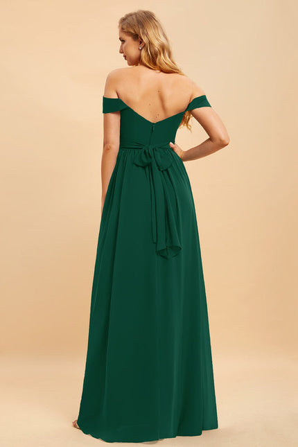 Robe Demoiselle D'Honneur Mousseline Émeraude - gallery 4