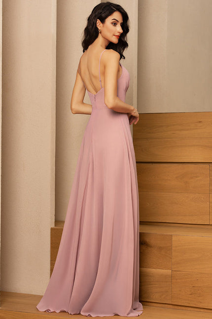 Robe Demoiselle D'Honneur À Volants Rose Pâle