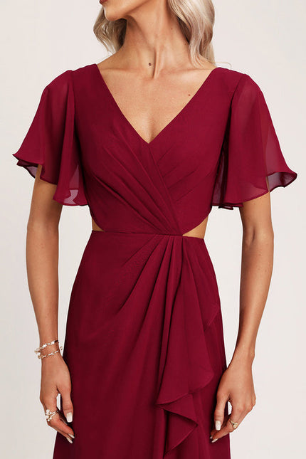 Robe Demoiselle D'Honneur À Volants Rose Pâle - gallery 1