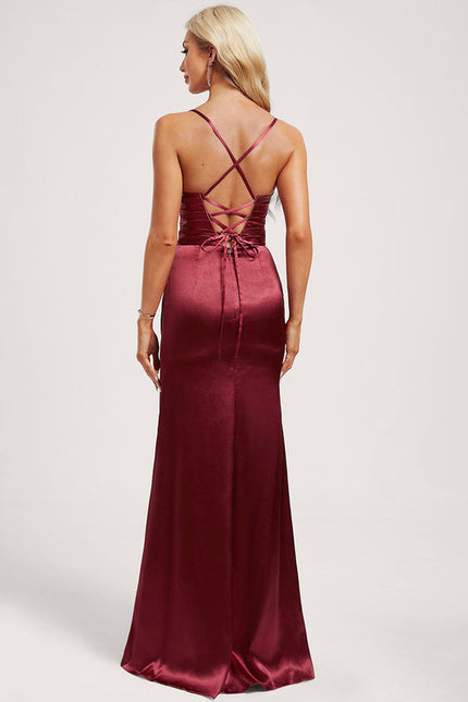 Robe Demoiselle D'Honneur Satinée Épaule Dégagée - gallery 4