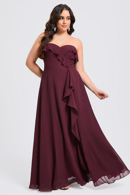 Robe Demoiselle D'Honneur Drapée Bordeaux - gallery 9