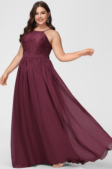 Robe Demoiselle D'Honneur Dentelle Bordeaux - gallery 7