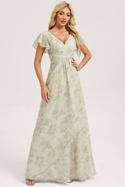 Robe Demoiselle D'Honneur À Volants Rose Pâle