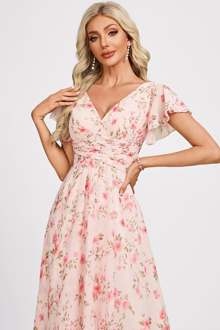 Robe Demoiselle D'Honneur À Volants Rose Pâle - gallery 4