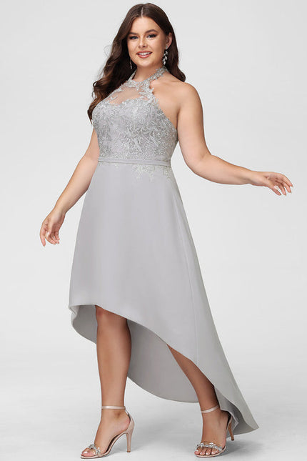 Robe Demoiselle D'Honneur Gris Élégant Flottant - gallery 6