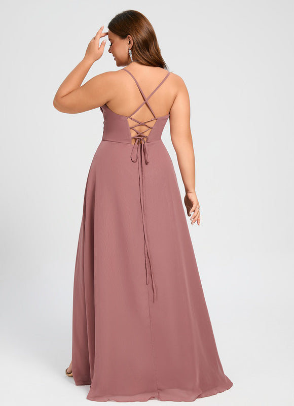 Robe Demoiselle D'Honneur Mousseline Beige - gallery 7