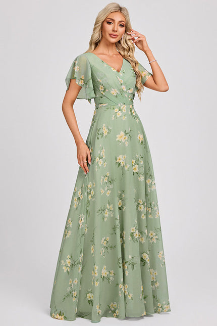 Robe Demoiselle D'Honneur À Volants Rose Pâle - gallery 3