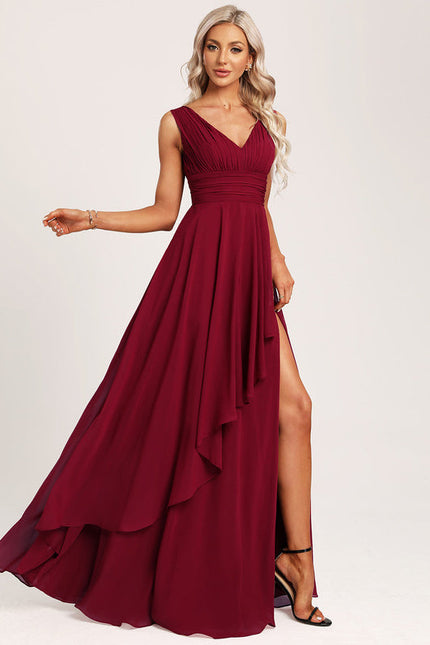 Robe Demoiselle D'Honneur À Volants Rose Pâle - gallery 2