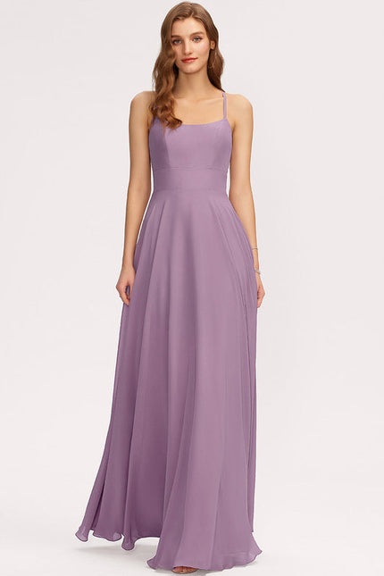 Robe Demoiselle D'Honneur Longue Beige Élégante - gallery 3