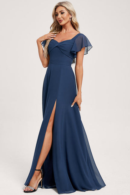 Robe Demoiselle D'Honneur À Volants Rose Pâle - gallery 1