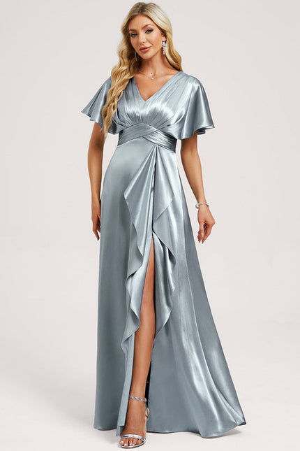 Robe Demoiselle D'Honneur Satin Vert Émeraude - gallery 2