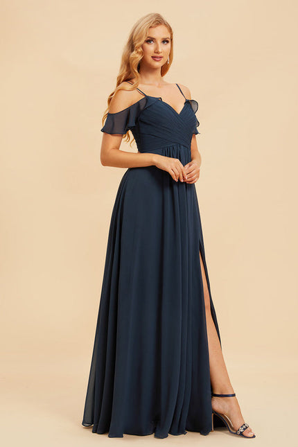 Robe Demoiselle D'Honneur Mousseline Beige - gallery 6