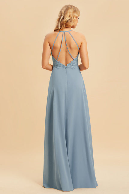 Robe Demoiselle D'Honneur Fluide Rose Pâle - gallery 4