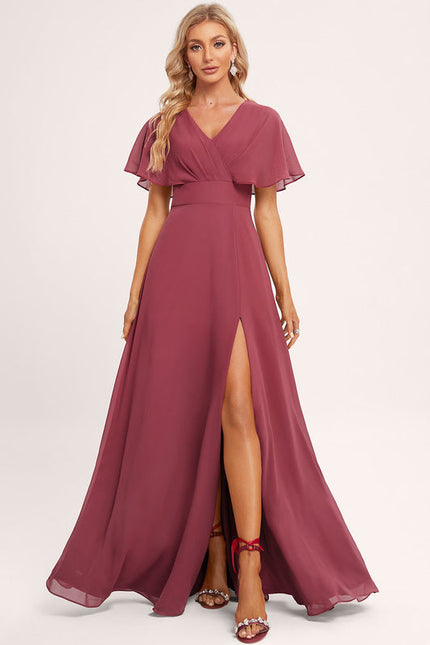 Robe Demoiselle D'Honneur À Volants Rose Pâle - gallery 3