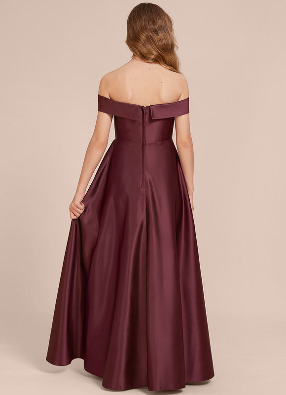 Robe Demoiselle D'Honneur Satin Prune Élégante - gallery 1
