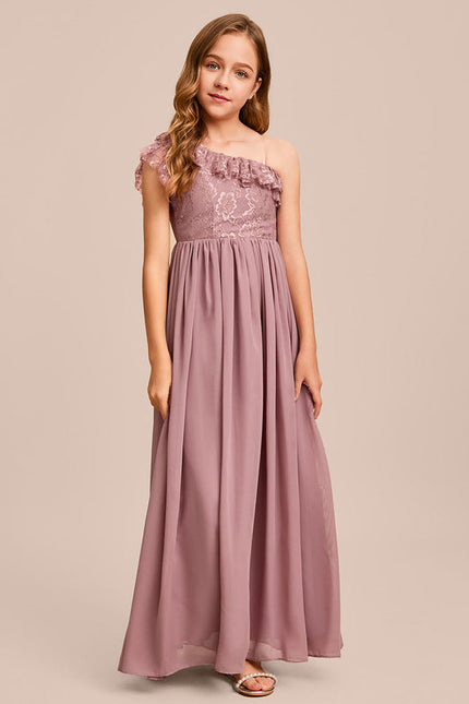 Robe Demoiselle D'Honneur Asymétrique Rose - gallery 3