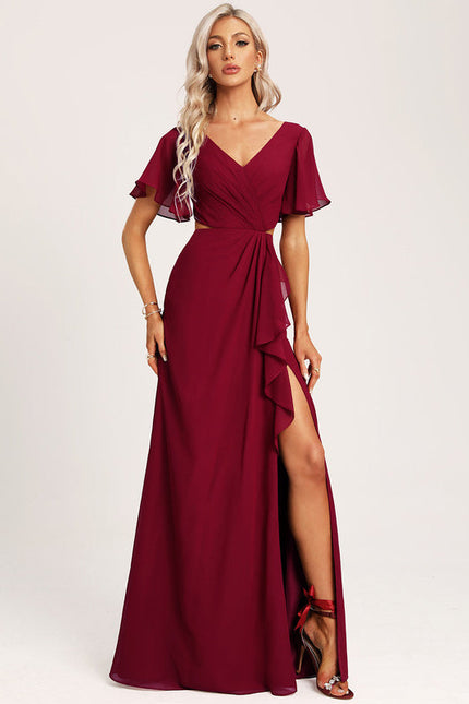 Robe Demoiselle D'Honneur À Volants Rose Pâle - gallery 6