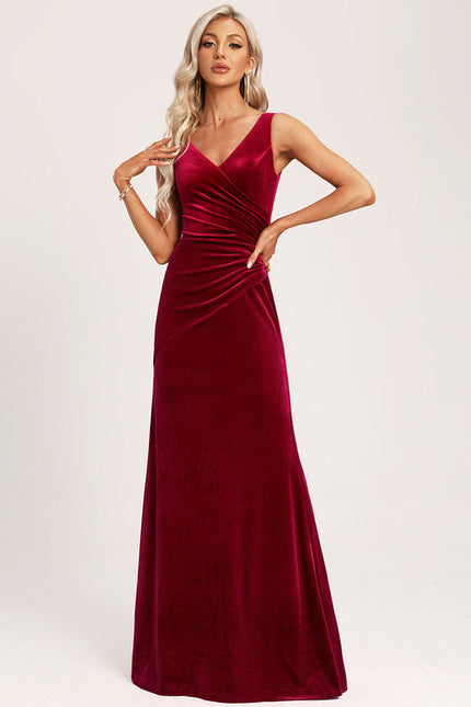 Robe Demoiselle D'Honneur Velours Rubis