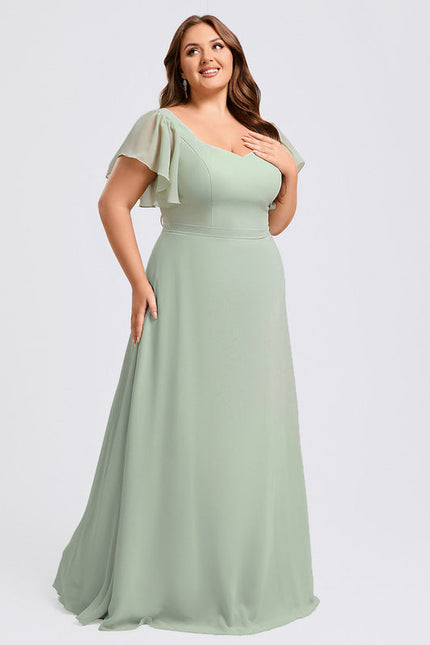 Robe Demoiselle D'Honneur À Volants Rose Pâle - gallery 9