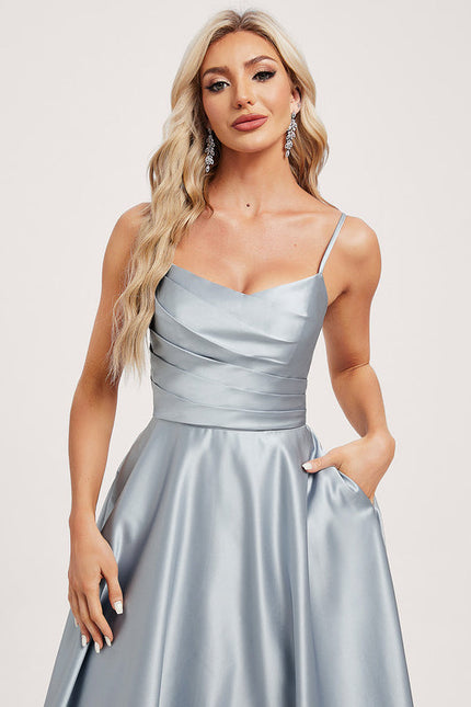 Robe Demoiselle D'Honneur Satin Céleste Doux - gallery 3