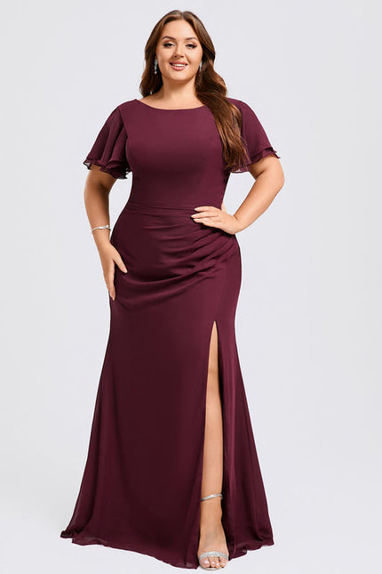 Robe Demoiselle D'Honneur Flottante Bordeaux - gallery 7