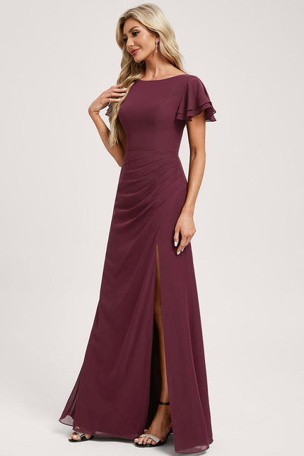 Robe Demoiselle D'Honneur Flottante Bordeaux - gallery 3