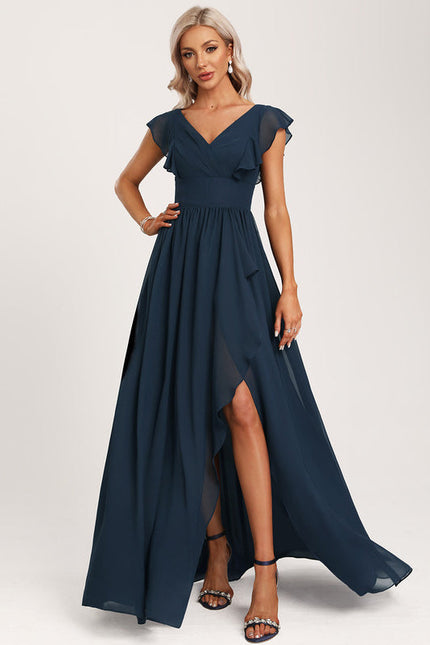 Robe Demoiselle D'Honneur À Volants Rose Pâle - gallery 1