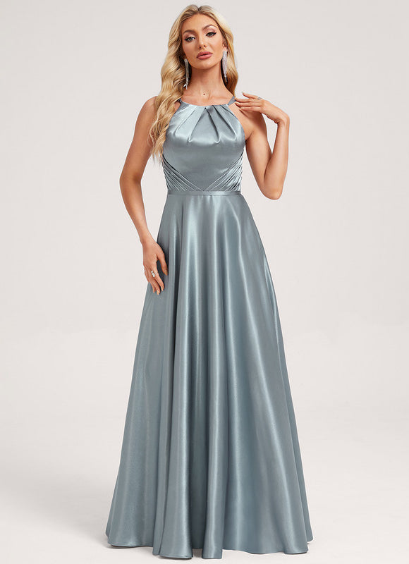 Robe Demoiselle D'Honneur Satin Bleu Nuit - gallery 1