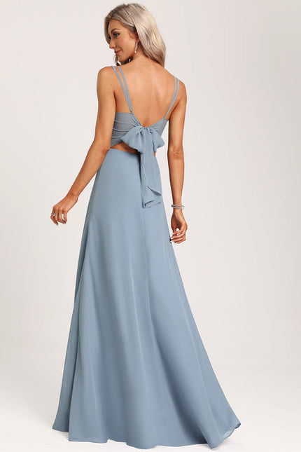 Robe Demoiselle D'Honneur À Volants Rose Pâle - gallery 5