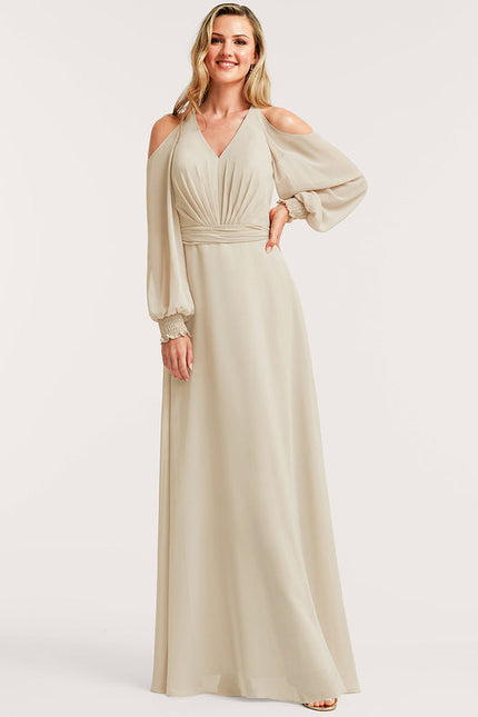 Robe Demoiselle D'Honneur Fluide Beige - gallery 2