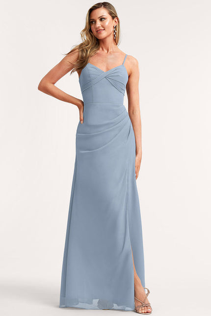 Robe Demoiselle D'Honneur Mousseline Beige - gallery 3