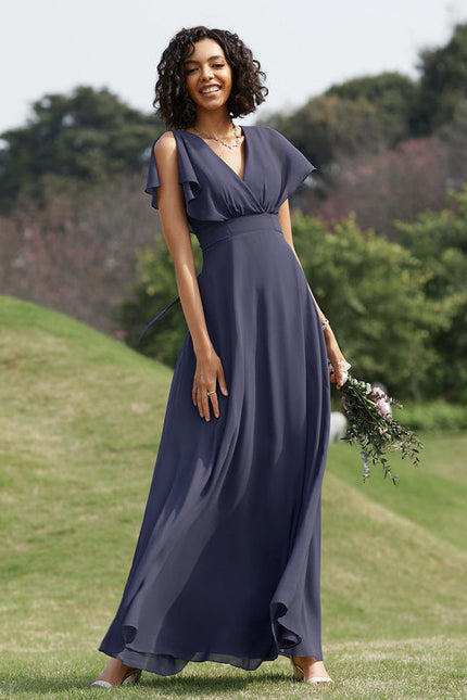 Robe Demoiselle D'Honneur Mousseline Beige - gallery 6