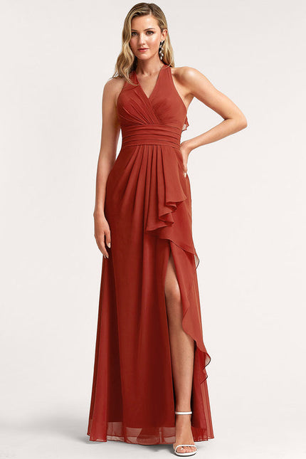 Robe Demoiselle D'Honneur À Volants Rose Pâle - gallery 1